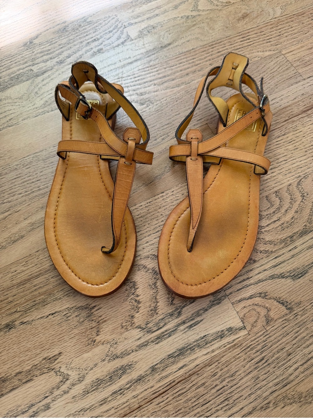 Frye Rachel Leather T-Strap Sandals